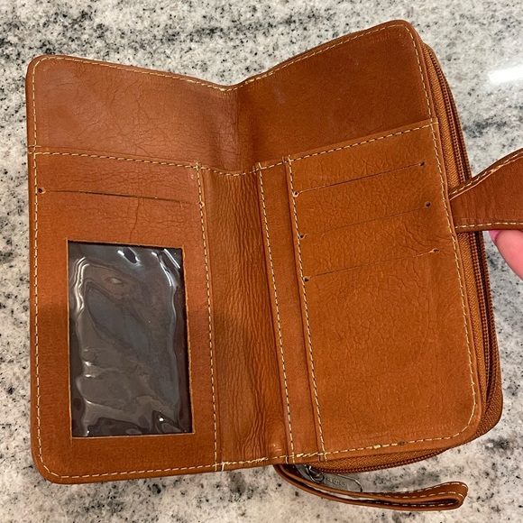 Embroidered Floral Brown leather Wallet - Picture 4 of 5